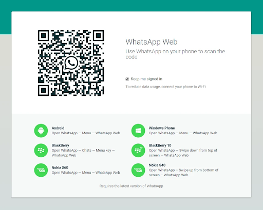 WhatsApp Web home screen 